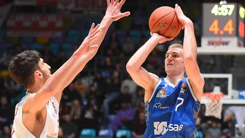Laurynas Beliauskas von den Skyliners im Spiel gegen Bamberg