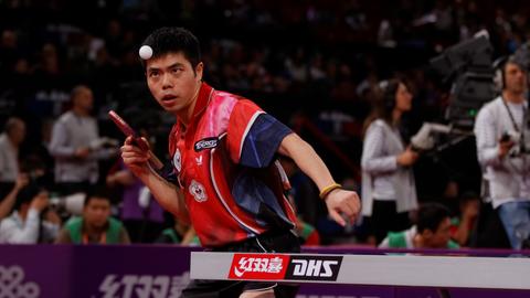 Tischtennisspieler Chuang Chih-Yuan in Aktion