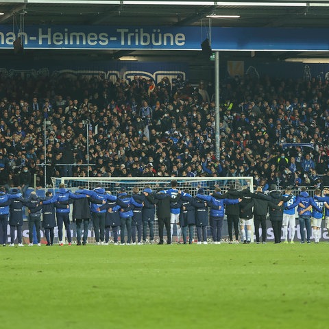 Lilien-Jubel nach dem Sieg gegen Heidenheim