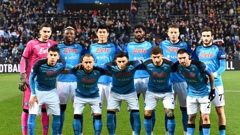 Die Mannschaft von SSC Neapel vor dem Ligaspiel gegen Sassuolo.