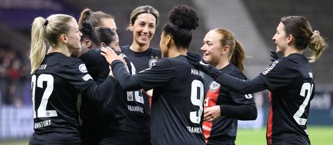 Gleich fünf Mal durften die Eintracht Frankfurt Frauen gegen Rosengård jubeln.
