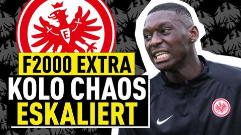 Schriftzug neben dem Kopf von Kolo Muani: "FB 2000: Kolo Chaos eskaliert"