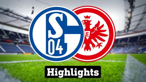 Die Wappen von Schalke 04 und Eintracht Frankfurt. Text: "Highlights"