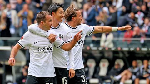 Götze, Kamada und Pellegrini jubeln