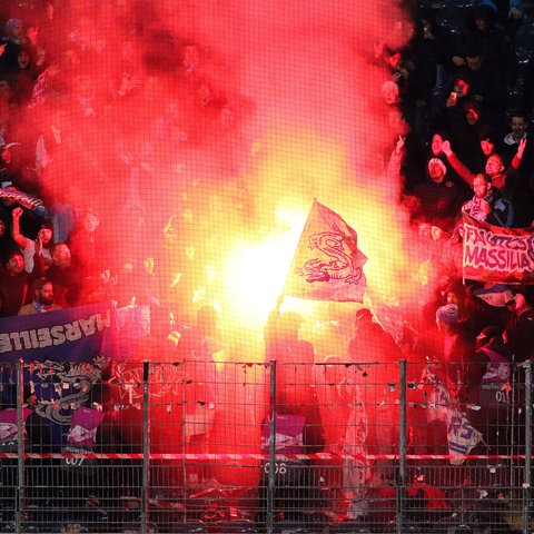 Fans von Olympique Marseille in Frankfurt