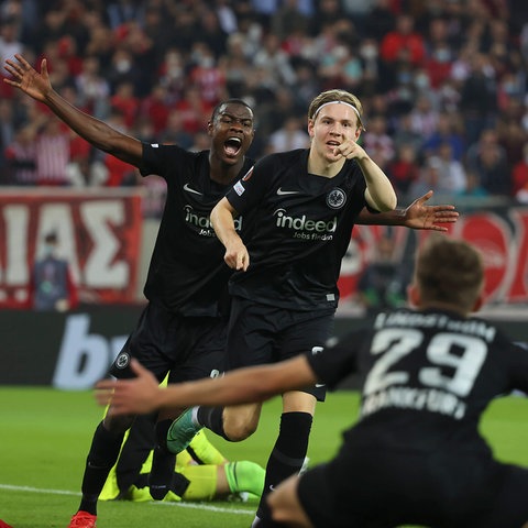 Jens Petter Hauge von Eintracht Frankfurt jubelt