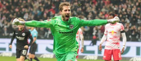 Kevin Trapp von Eintracht Frankfurt jubelt