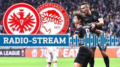 Die Logos von Eintracht und Olympiakos