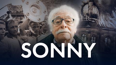 Im Bildvordergrund ein Portrait von "Sonny", im Bildhintergrund Bilder seiner Vergangenheit. Auf dem Bild ist der Schriftzug "Sonny" platziert.