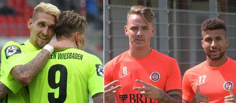 Robert Andrich, Manuel Schäffler, Phillip Tietz und Daniel-Kofi Kyereh während ihrer Zeit beim SV Wehen Wiesbaden