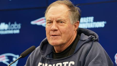 Patriots-Trainer Bill Belichick auf der Pressekonferenz in Frankfurt