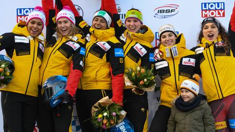 Das deutsche Podium im Zweierbob