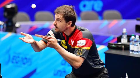 Timo Boll beim Training mit der deutschen Mannschaft