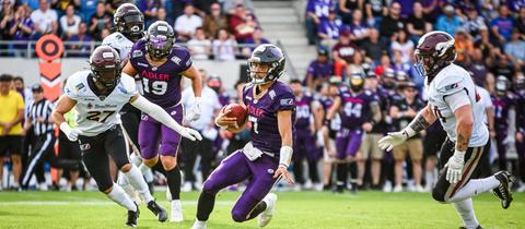 Die Frankfurt Galaxy im Spiel gegen Rhein Fire