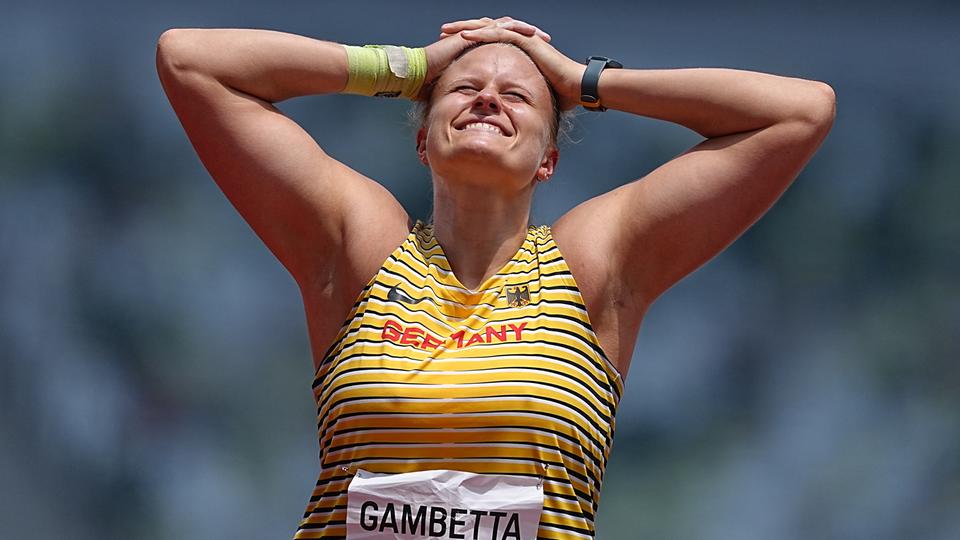 Sara Gambetta beim Finale im Kugelstoßen bei Olympia