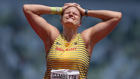 Sara Gambetta beim Finale im Kugelstoßen bei Olympia