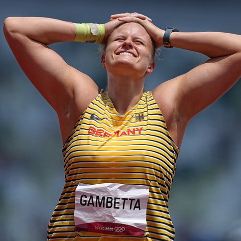 Sara Gambetta beim Finale im Kugelstoßen bei Olympia