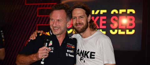 Christian Horner und Sebastian Vettel bei der Abschiedsfeier in Abu Dhabi