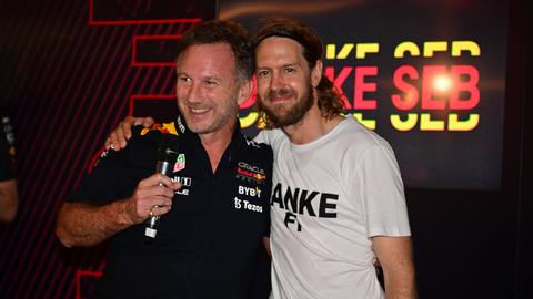 Christian Horner und Sebastian Vettel bei der Abschiedsfeier in Abu Dhabi
