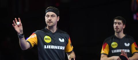 Timo Boll und Patrick Franziska beim Doppel