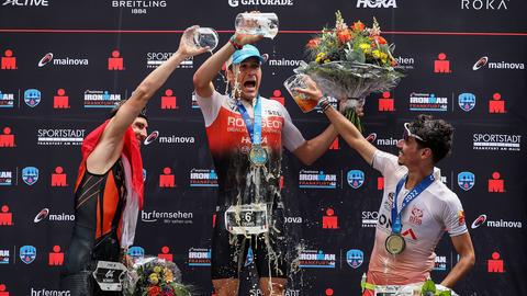 Das Podium beim Ironman Frankfurt