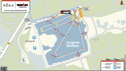 Graphic with the swim course at the Ironman Frankfurt