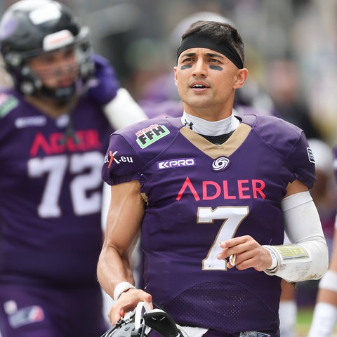 Jakeb Sullivan im lilalen Trikot der Frankfurt Galaxy.