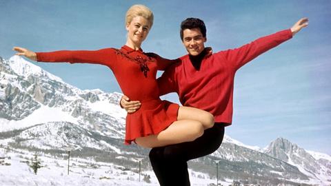 Marika Kilius und Hans-Jürgen Bäumler beim Training in Cortina d'Ampezzo