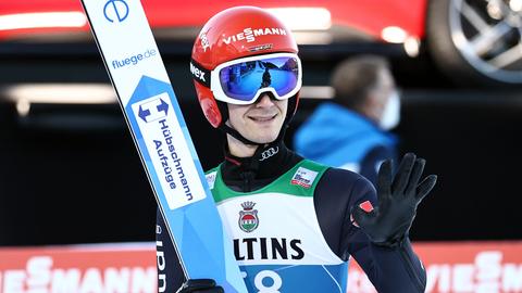 Stephan Leyhe nach seinem Qualifikationssprung in Garmisch