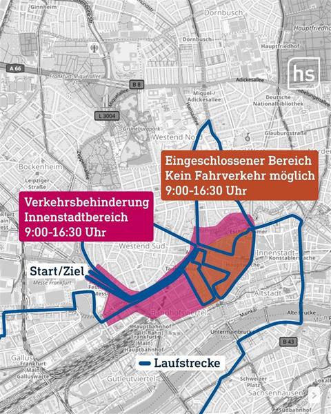Die Verkehrsbehinderungen durch den Frankfurt Marathon