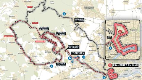 Grafik mit der Strecke des Frankfurter Radrennens
