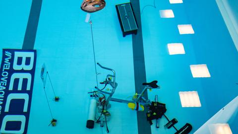 Weltrekordversuch im Unterwasser-Cycling in Bruchköbel