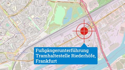 Karte Fußgängerunterführung, Riederhöfe Frankfurt