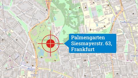 Karte von Frankfurt mit Palmengarten
