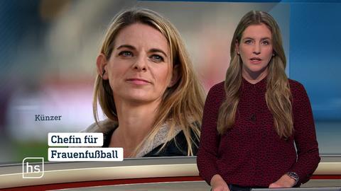 Moderatorin präsentiert die Themen