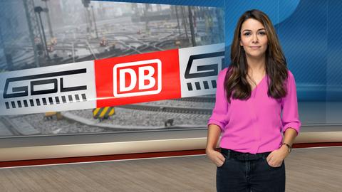 hessenschau-Moderatorin Hülya Deyneli im Fernsehstudio
