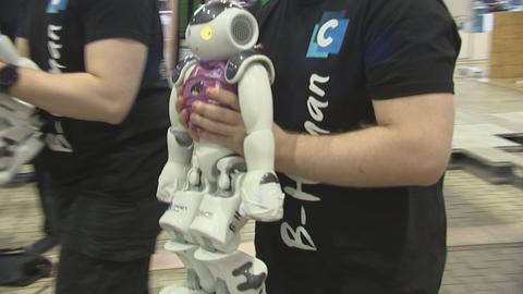 Person hält kleinen Roboter in den Händen
