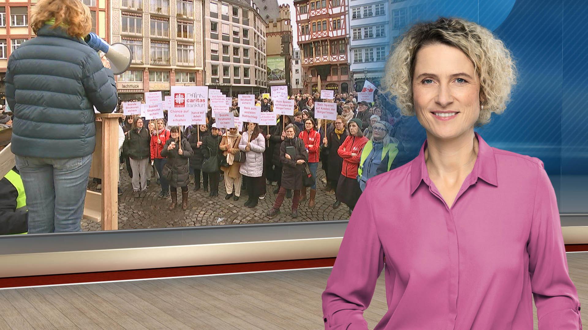 Demonstration gegen sozialen Kahlschlag hessenschau vom 08.11.2023