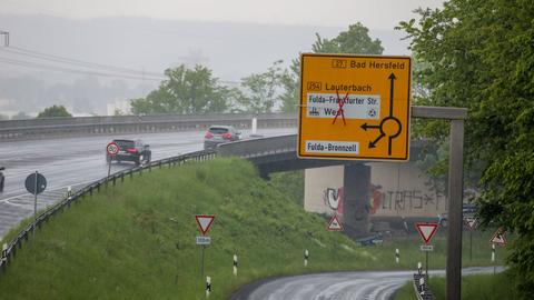 Bauarbeiten am Bronnzeller Kreisel in Fulda