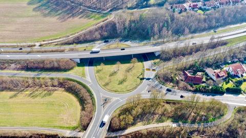 Bauarbeiten am Bronnzeller Kreisel in Fulda