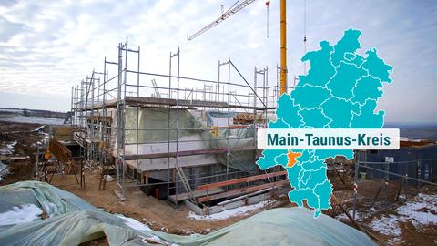 Neubau, Baustelle mit Kran