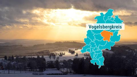 Eislandschaft Vogelsberg mit Herchenhainer Höhe