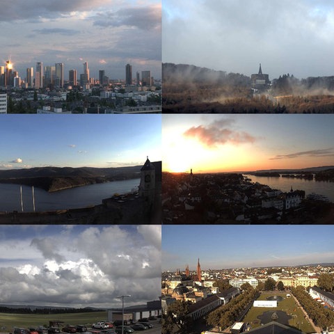 Der Himmel  über in Frankfurt, Darmstadt, Wiesbaden, Fulda, Marburg, Rüdesheim, Willingen, Waldeck am Edersee, auf der Wasserkuppe und anderen Orten in Hessen.