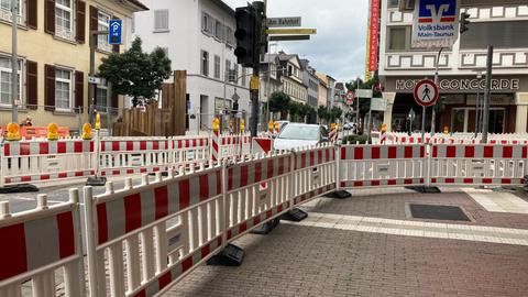 Die Baustelle am Omnibusbahnhof in Bad Soden am Taunus