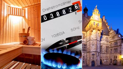 3er Kombo mit Sauna, Gaszähler und Rathaus Marburg