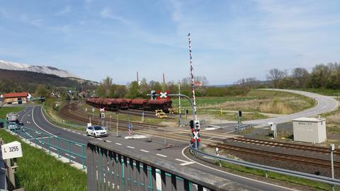 Gesperrte Straße zum Müllheizkraftwerk in Heringen (Hersfeld-Rotenburg)