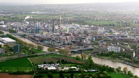 Der Industriepark Höchst in Frankfurt aus der Vogelperspektive