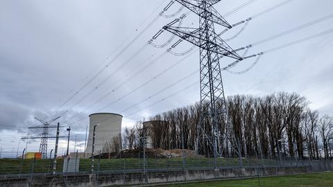 Die beiden Kühltürme von Block A in Biblis.