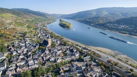 Luftaufnahme mit einer Drohne von Lorch am Rhein