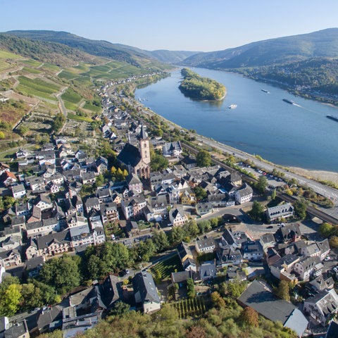 Luftaufnahme mit einer Drohne von Lorch am Rhein